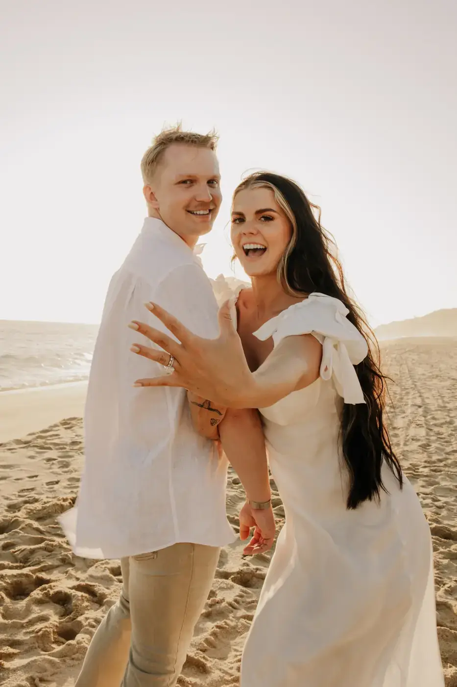 Bridal portrait in golden hour light, Cabo San Lucas