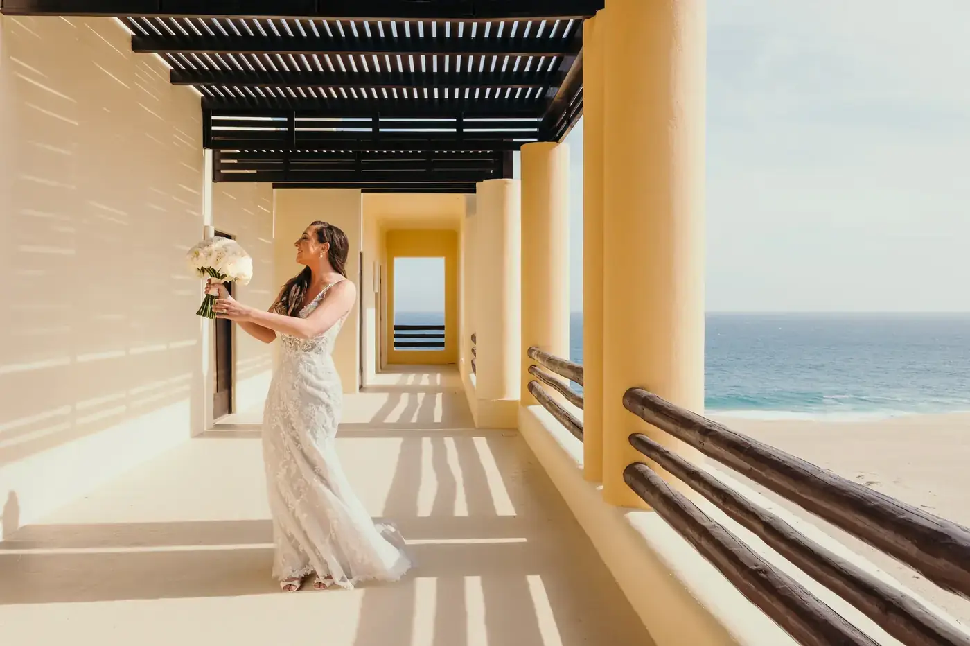 Bridal portrait at a resort along the Los Cabos Tourist Corridor