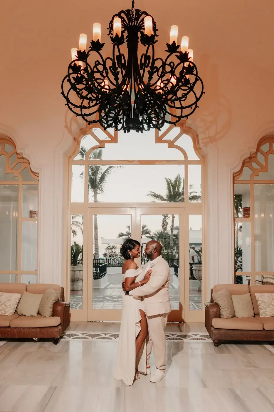 Bride and groom at a luxury resort in Cabo San Lucas