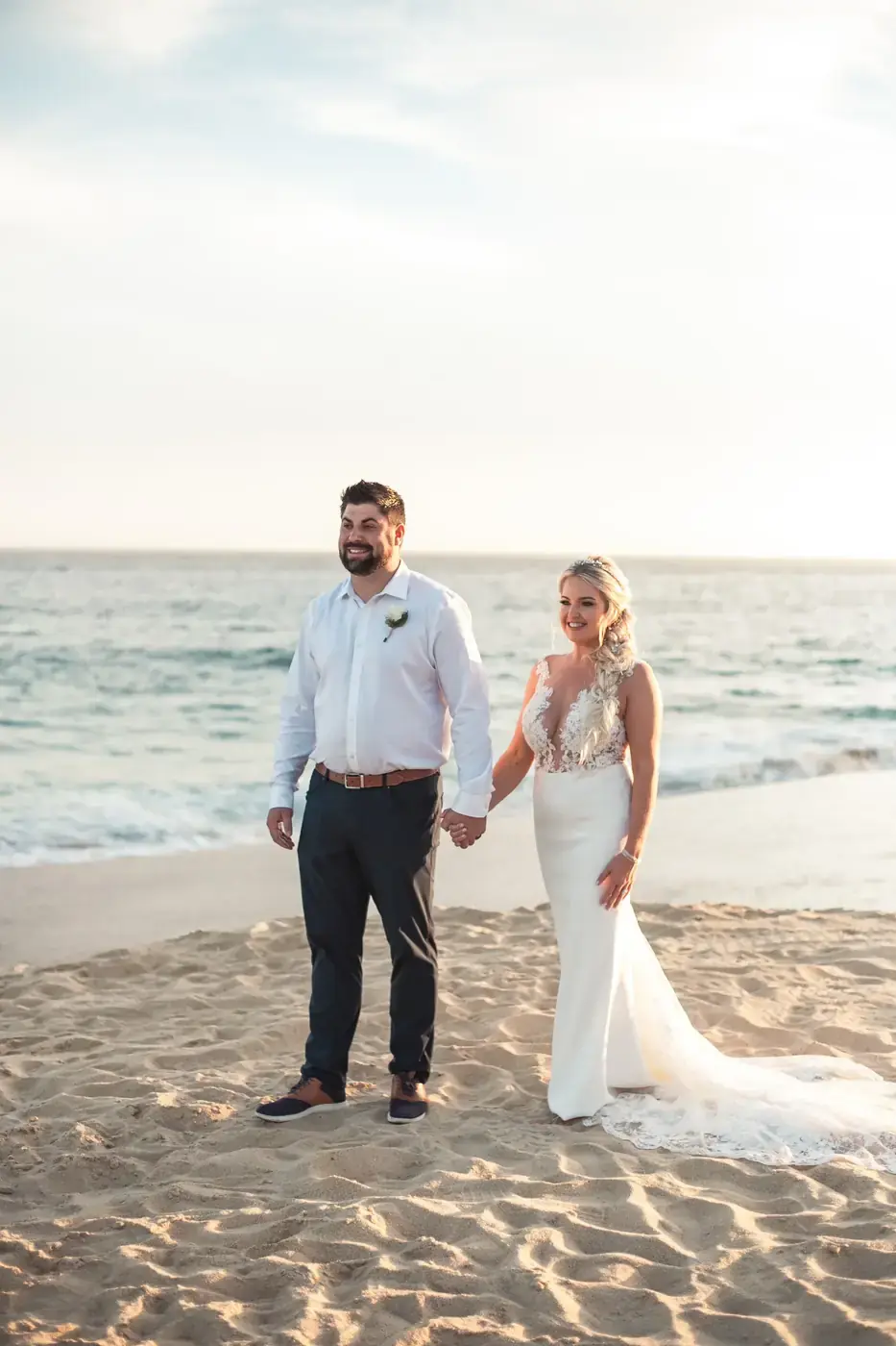 Couple during golden hour at a Cabo San Lucas wedding
