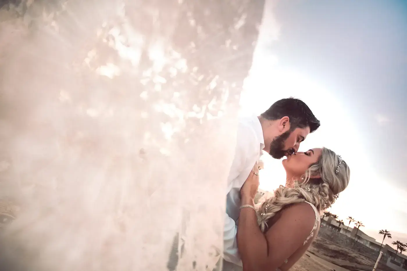 Intimate elopement portrait of a couple in Los Cabos