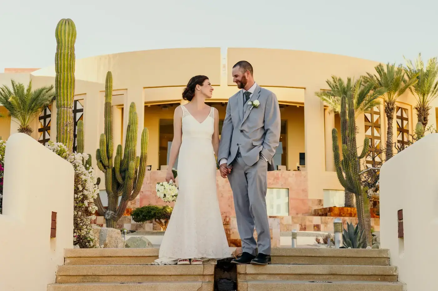 Couple portrait at a resort in Los Cabos