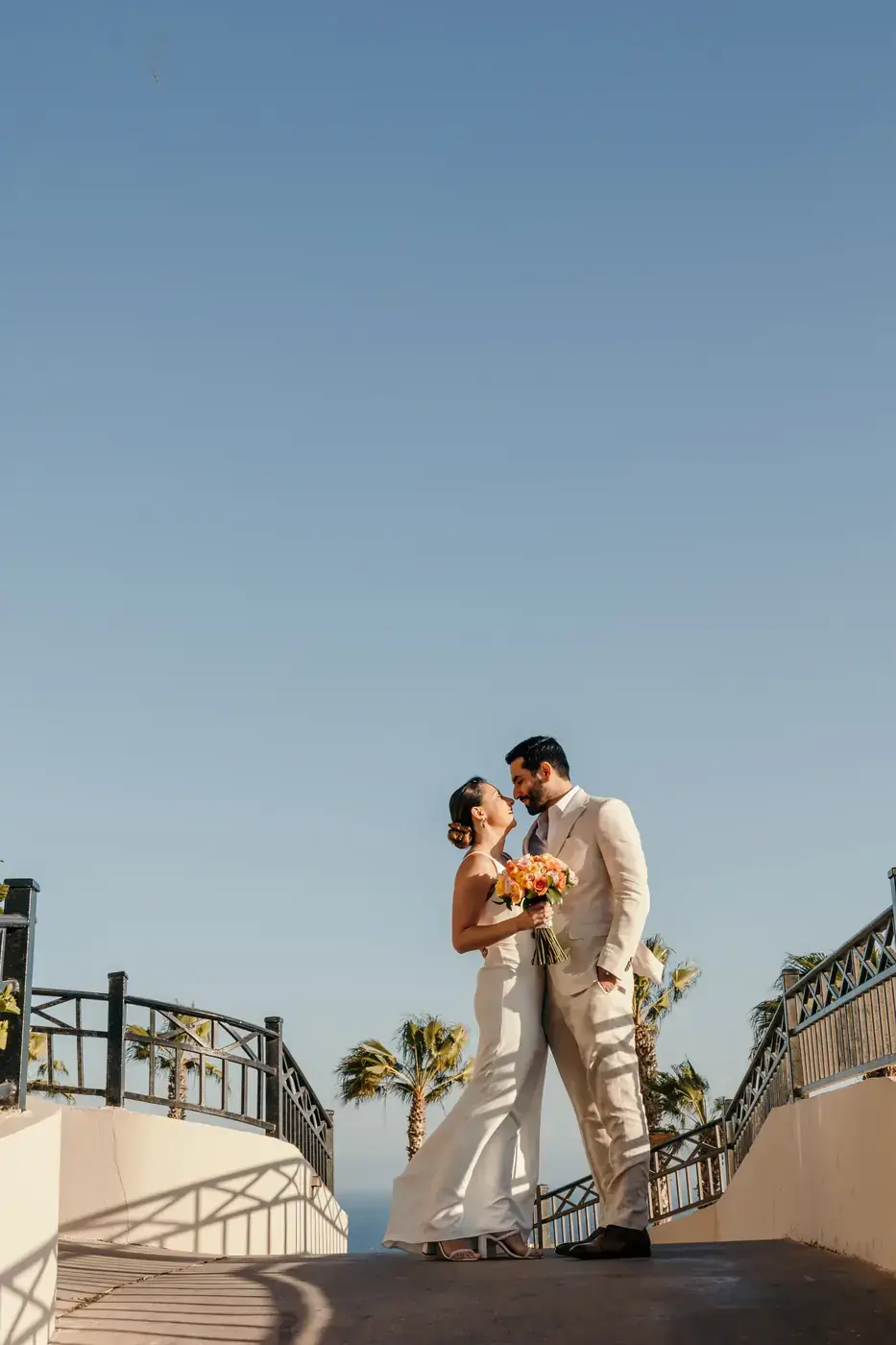 Cabo wedding couple romantic pose