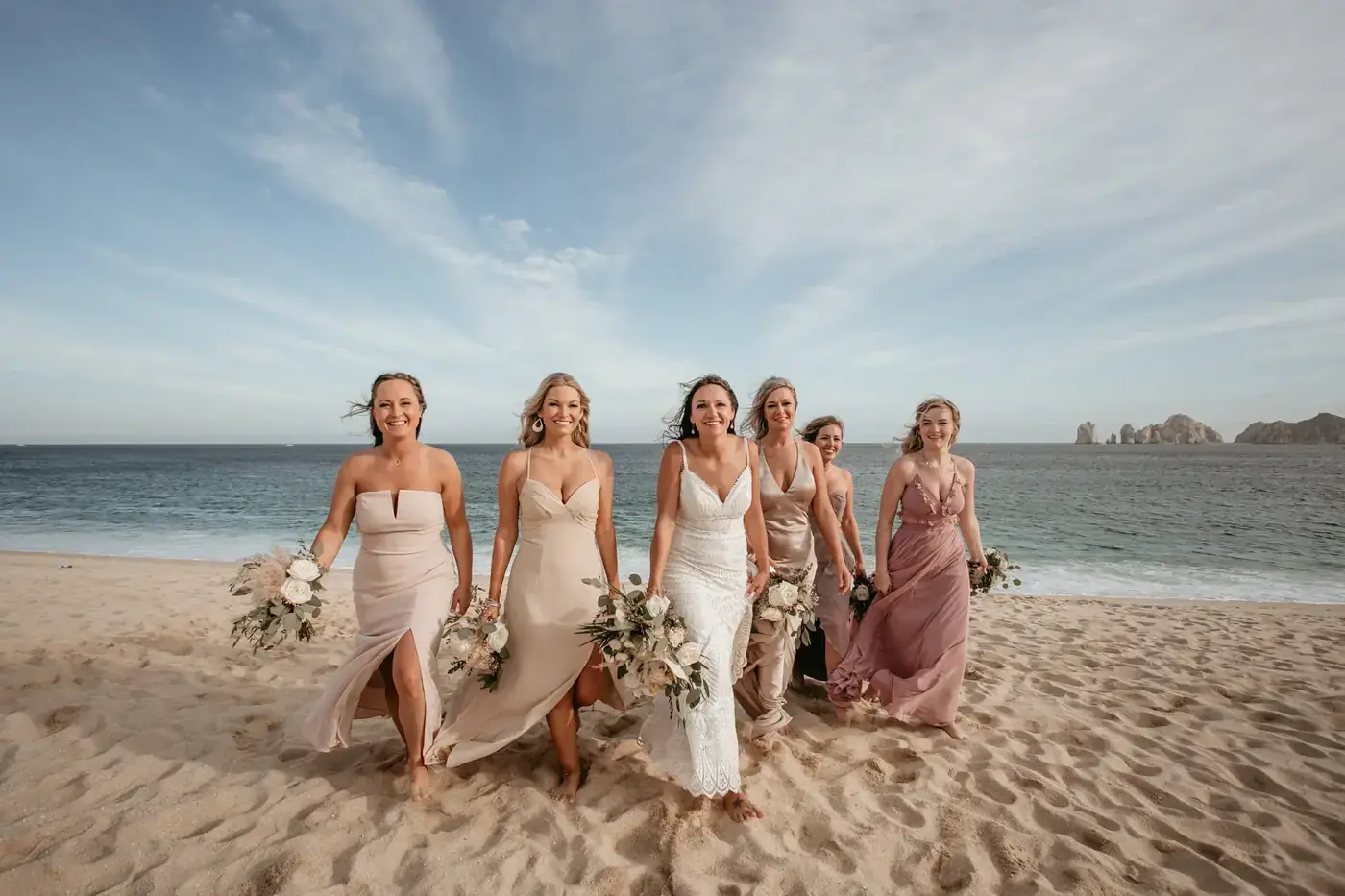 Smiling couple at a Cabo wedding