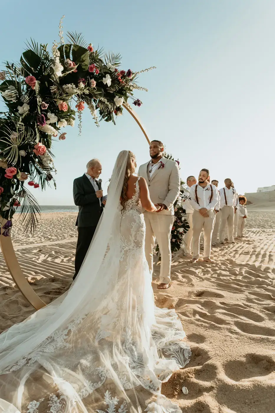 Wedding rings and flowers detail at a Cabo San Lucas wedding