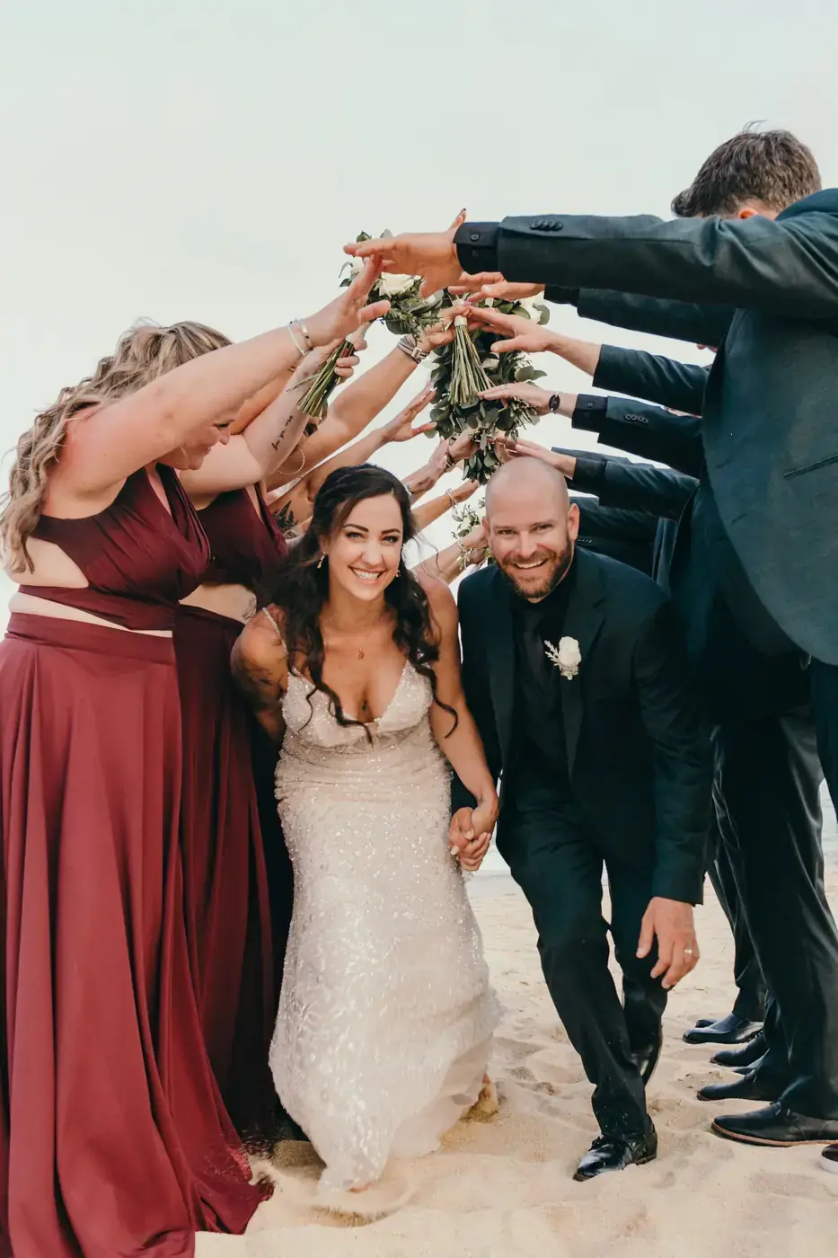 Golden-hour wedding portrait in Los Cabos