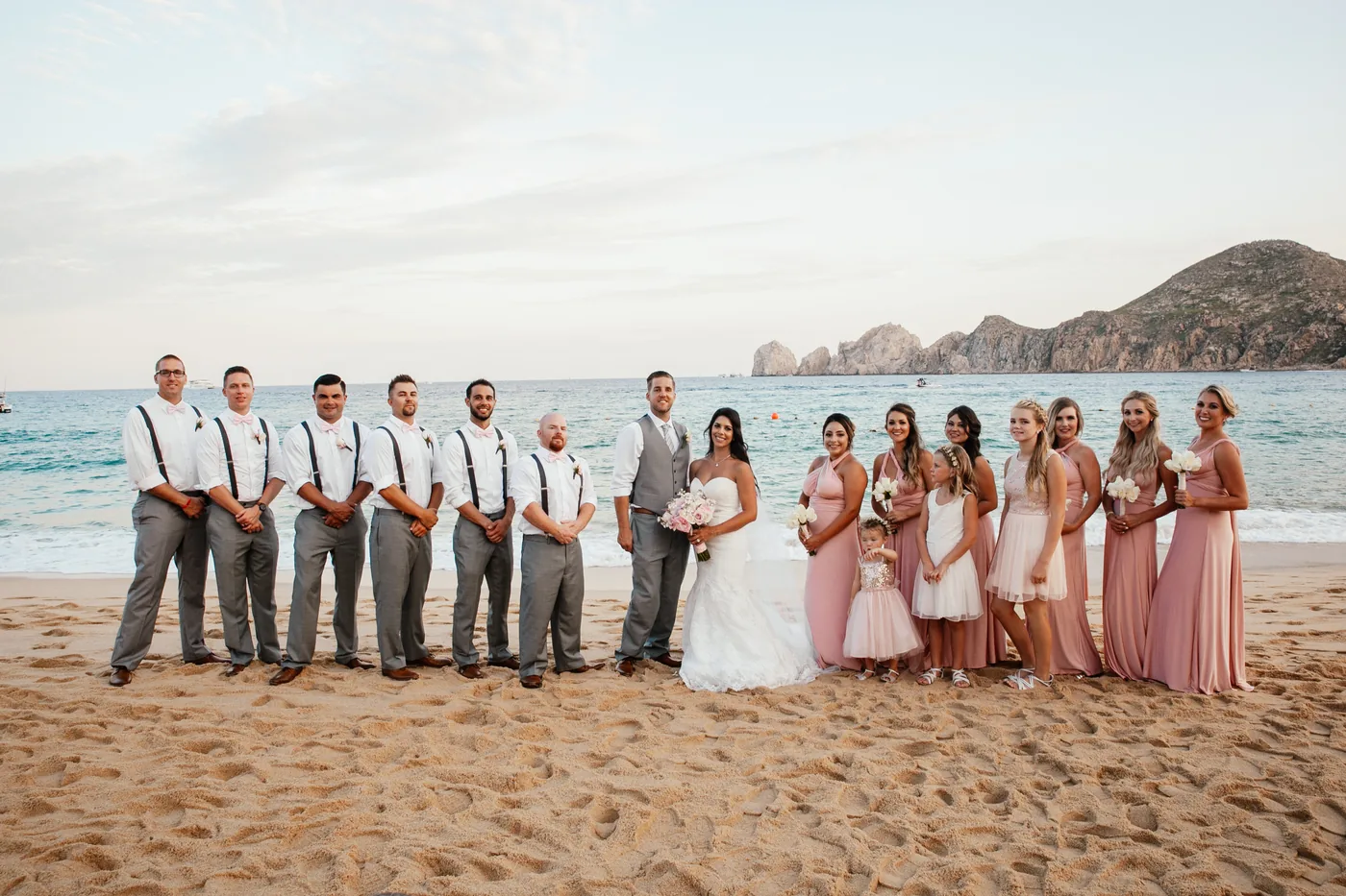 Wedding group on the beach at Casa Dorada Los Cabos