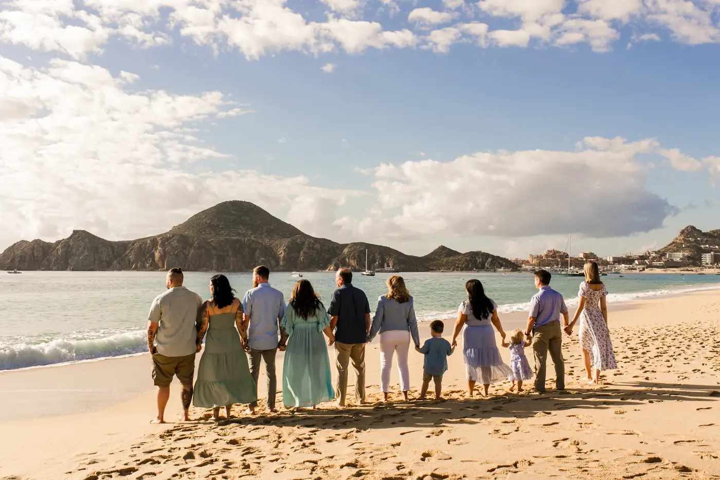 Cabo beach family golden hour cabo
