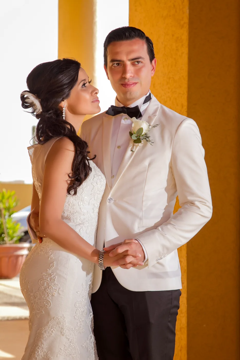 Bride and groom portrait at Fiesta Americana Los Cabos