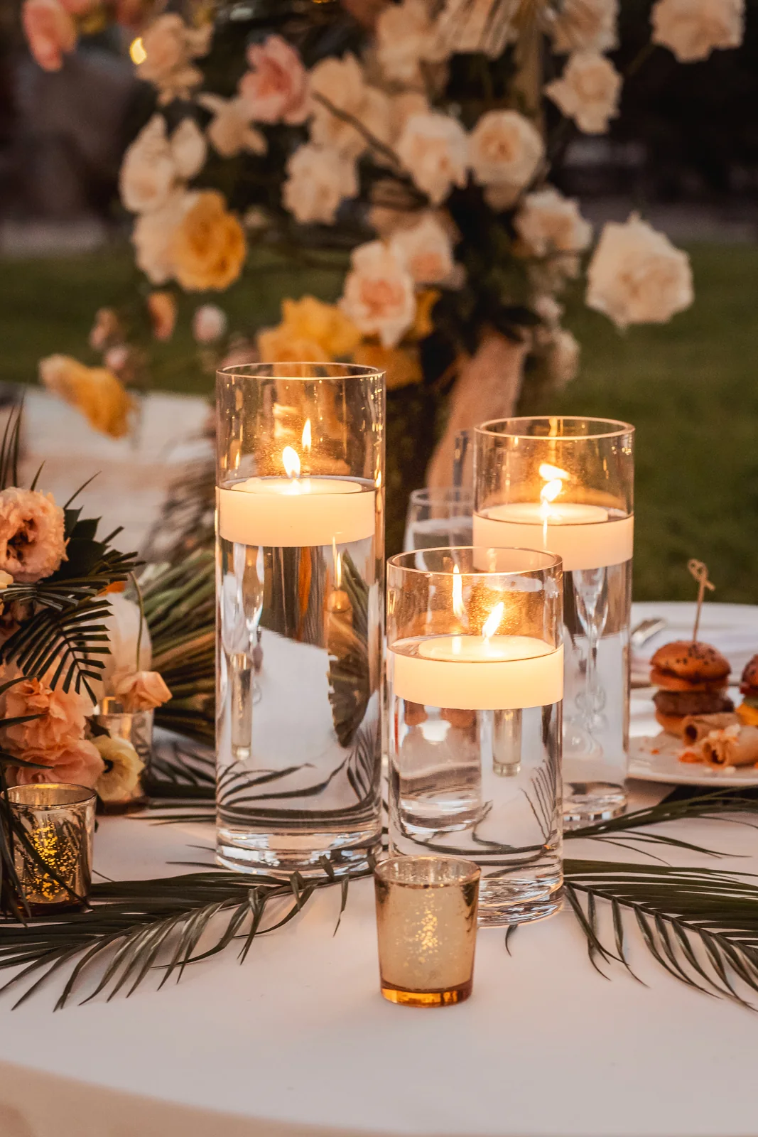 Candles and table details at Pueblo Bonito Pacífica, Cabo San Lucas wedding