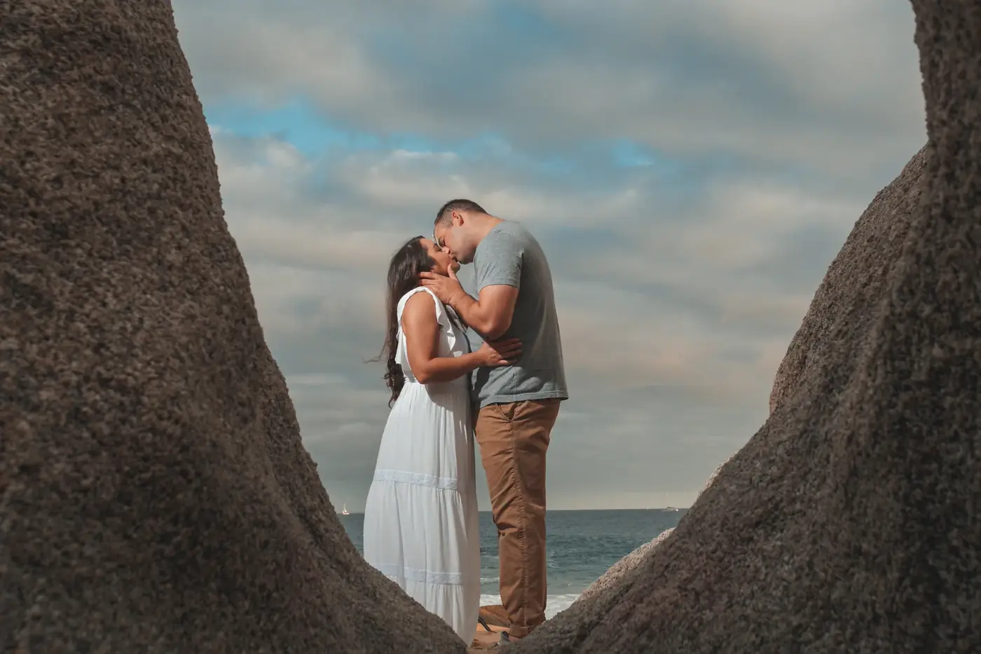 Couple portrait at sunset on a Cabo San Lucas beach