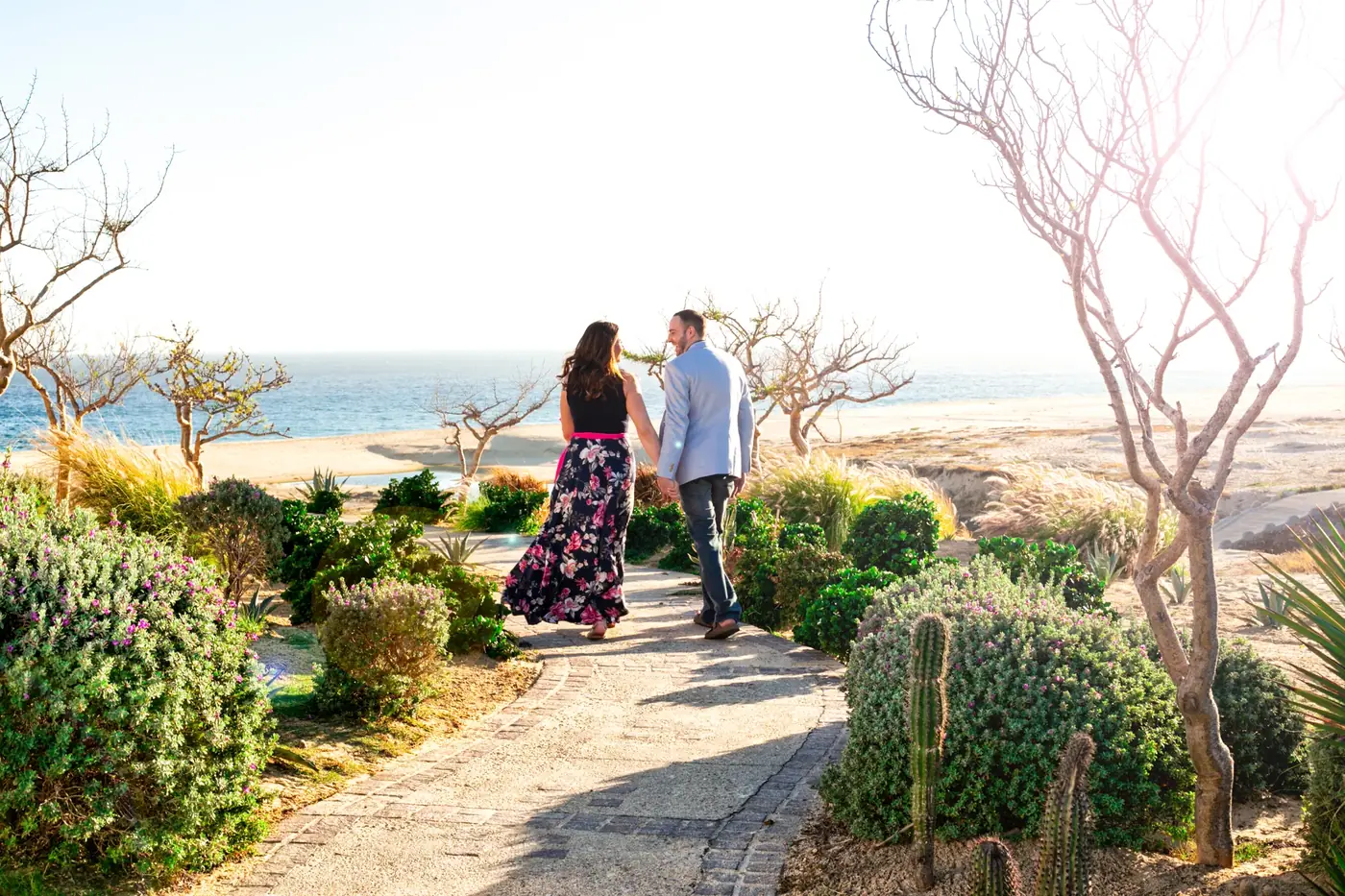 Couple walking together during a Los Cabos couples session