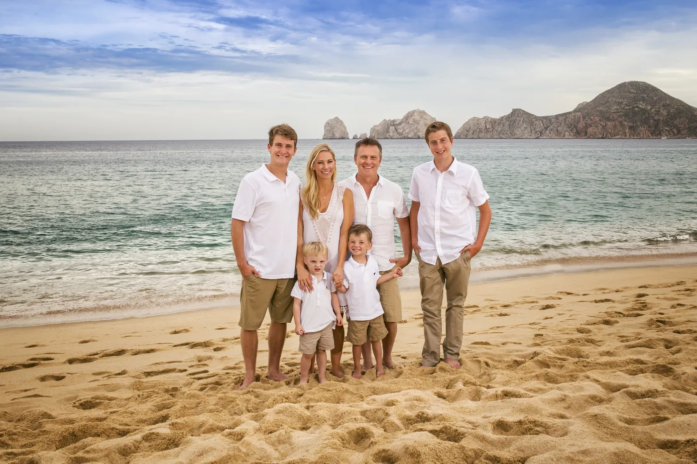 Three generation family portrait at Villa del Palmar Cabo San Lucas